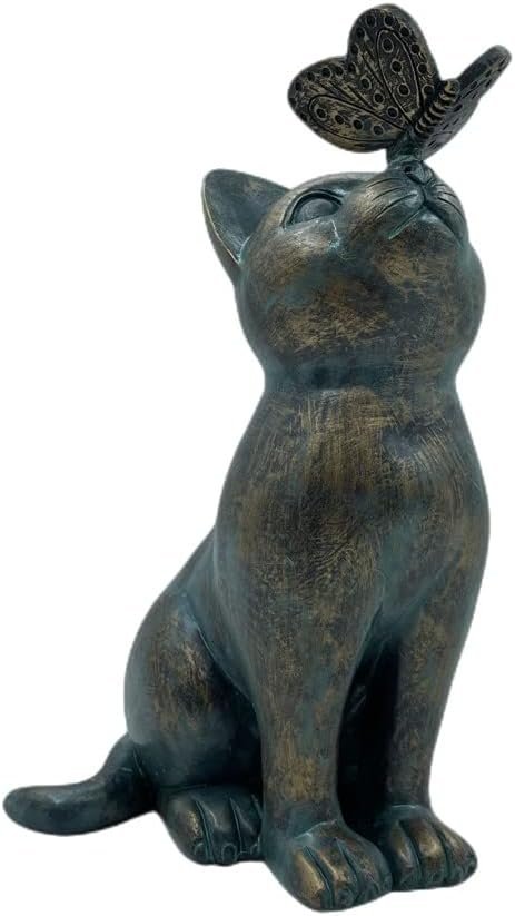 XZJMY Garden Decor Statues, Cat Figurines With Butterfly, 8″ Scarecrow for Indoor Outdoor Home Or Office – Garden Statues