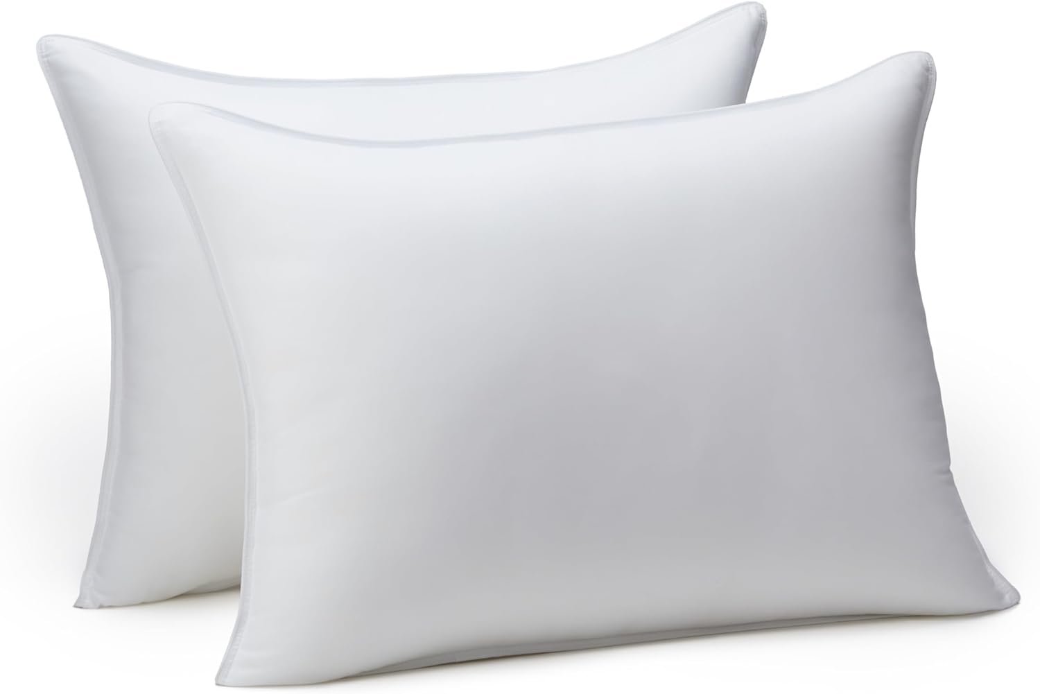Amazon Basics Down Alternative Pillows for Stomach and Back Sleepers, Soft Density, Standard Size 26″ x 20″, White, 2-Pack