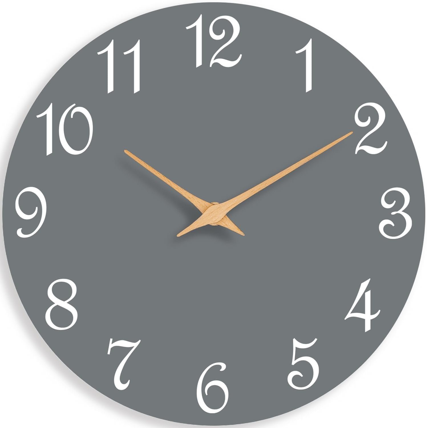 Roymnie Wall Clock 14 Inch, Modern Wall Clocks Battery Operated, Silent Non Ticking Clock Decorative for Living Room, Office, Home, School (Gray)