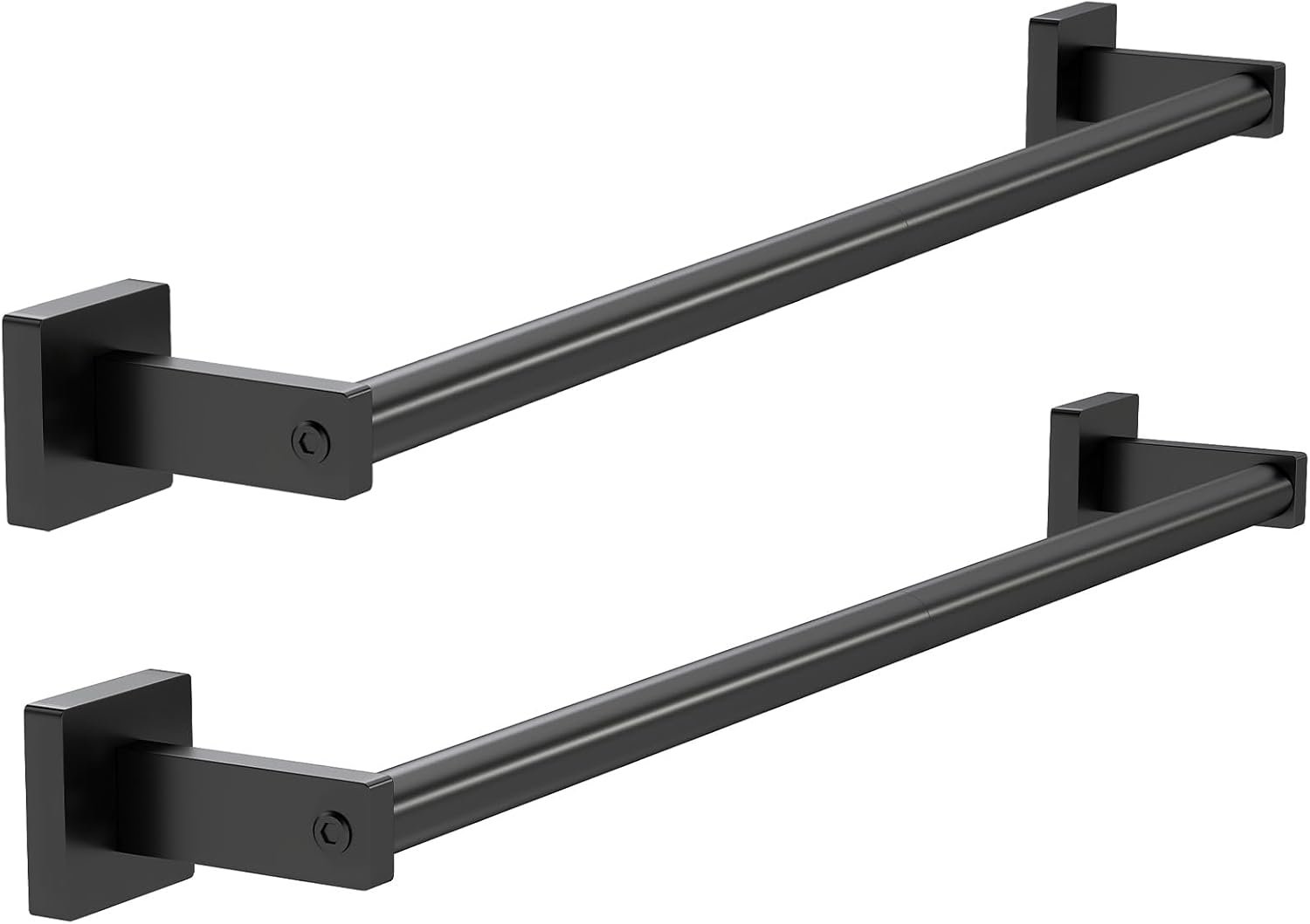 MKO Towel Bar for Bathroom, 24″ Hand Towel Holder Rod with Metal, Black Towel Racks for Bathroom Hanger Wall Mounted for Home Essentials, 2 Pack