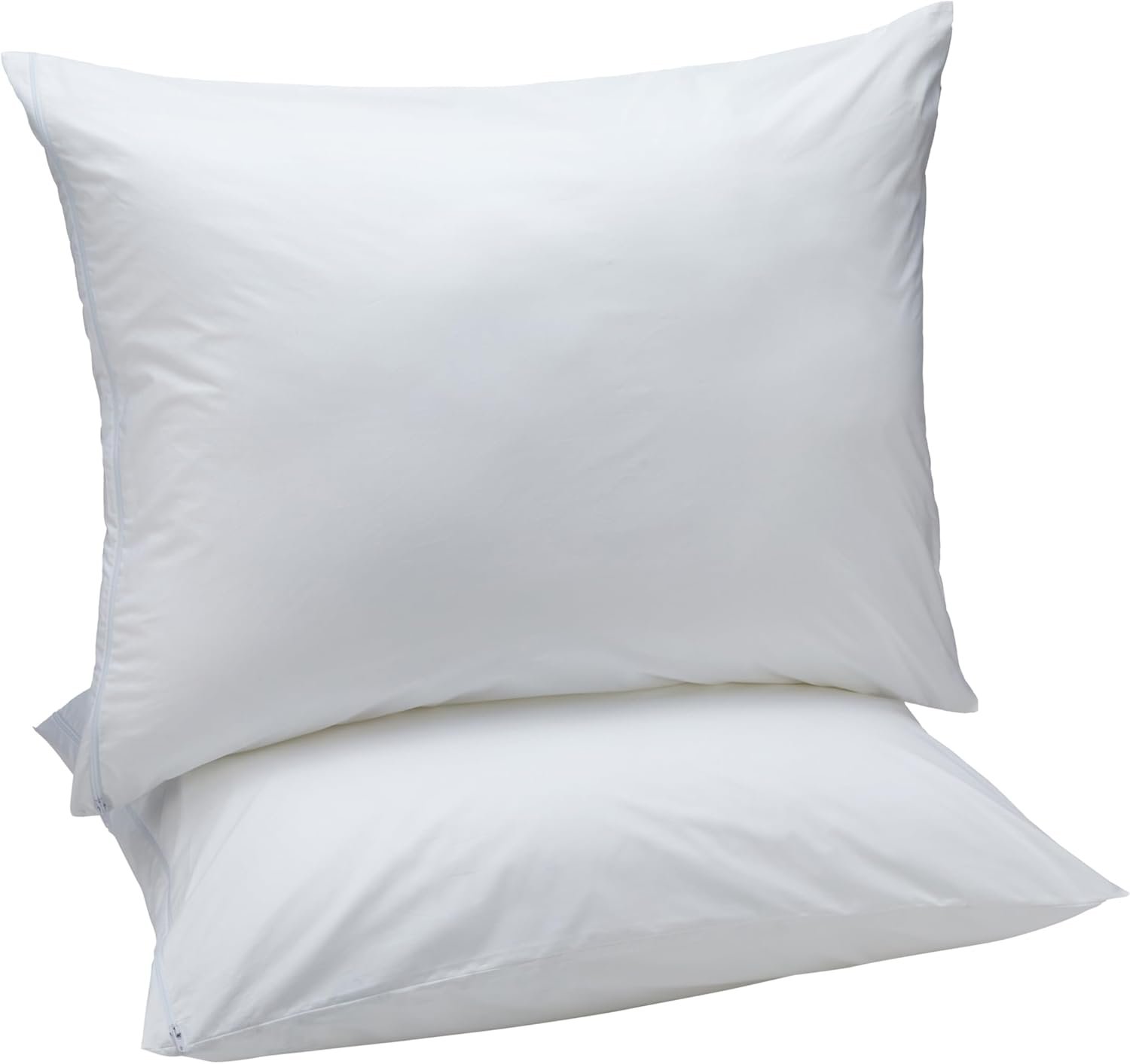 Amazon Basics Down Alternative Bed Pillows and Pillow Protector Case Set, Medium Density, Standard Size 26″ x 20″, Hypoallergenic, Microfiber, Washable, White, 2-Pack
