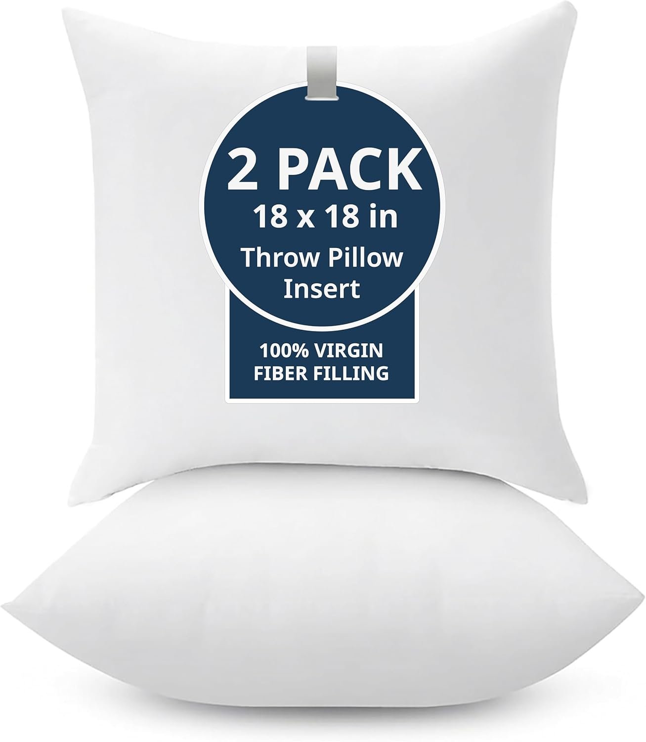 LANE LINEN 18 x 18 Throw Pillow Insert – Pack of 2 White, Down Alternative Pillow Inserts for Decorative Pillow Covers, Throw Pillows for Bed, Couch Pillows for Living Room