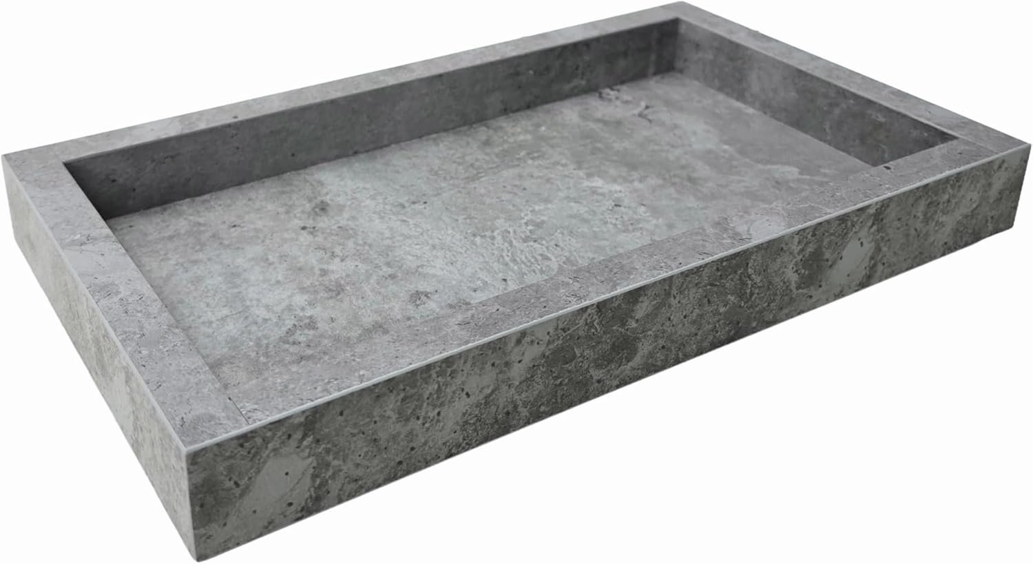 MaBac 13.75×8” Modern Concrete Gray Decorative Tray – Handcrafted 1.5” Thick Sturdy Frame – Rectangular Ottoman Tray for Coffee Table & Home Decor – Industrial Style (Cement Finish)