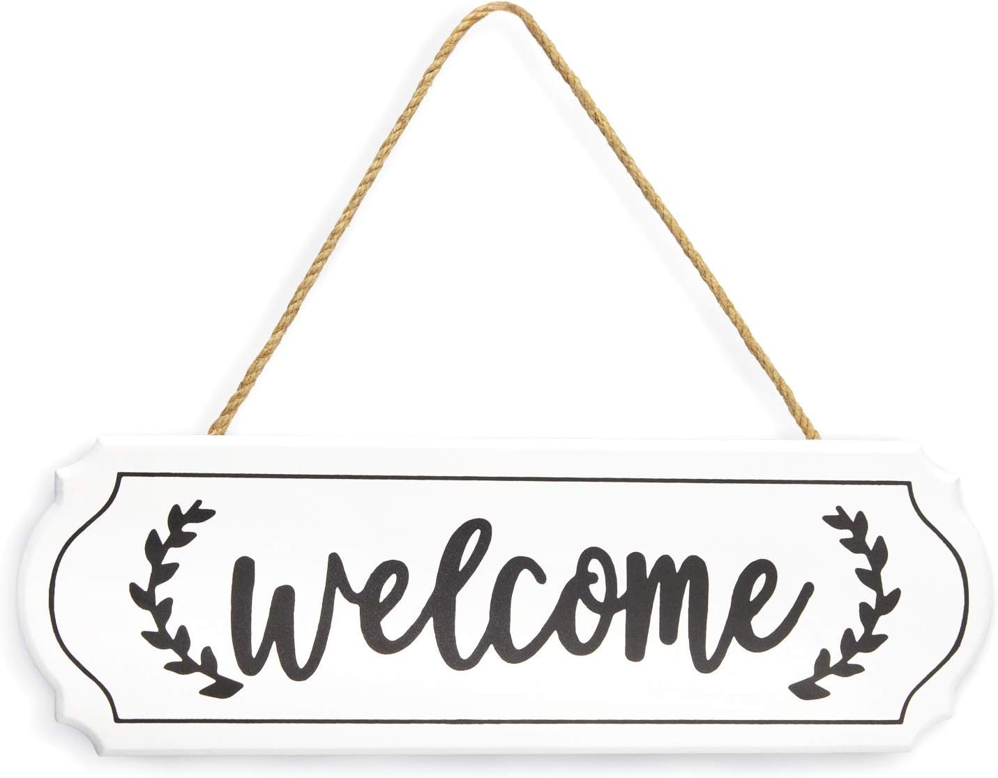 Rustic Wooden Welcome Sign for Farmhouse Decor – Wall Hanging, Porch Decor, White, 11.61 x 3.74 Inch