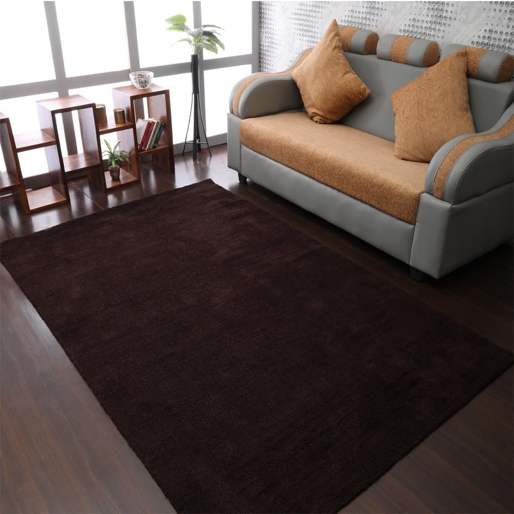 Rugsotic Carpets Hand Knotted Gabbeh Wool 8’x10′ Area Rug Solid Brown L00111