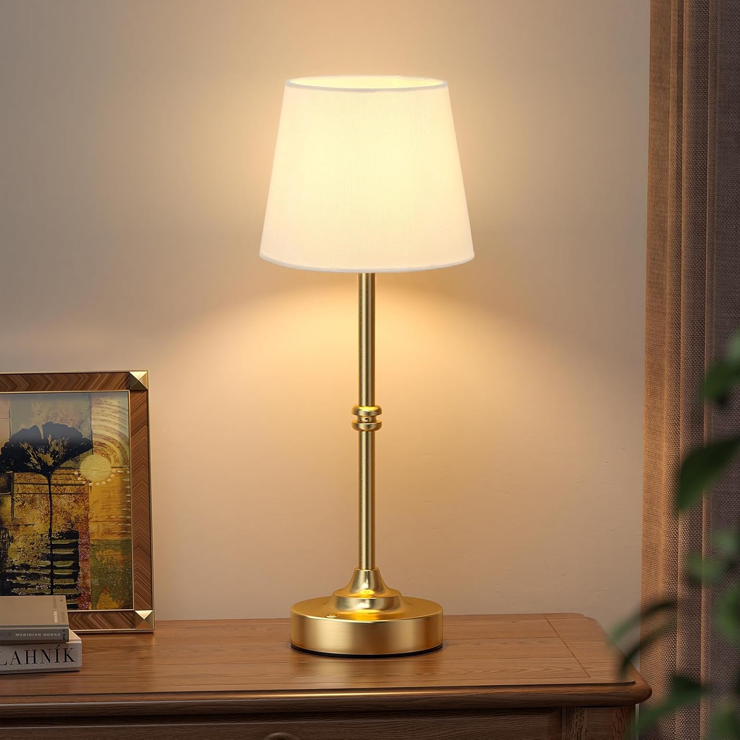 Kakanuo Rechargeable Cordless Table Lamp Gold – 1 Pack Brass 4000mAh Battery Operated Lamp, 3000K Warm Light, Touch Control Stepless Dimming, for Bedside, Dining Table, Home Decor