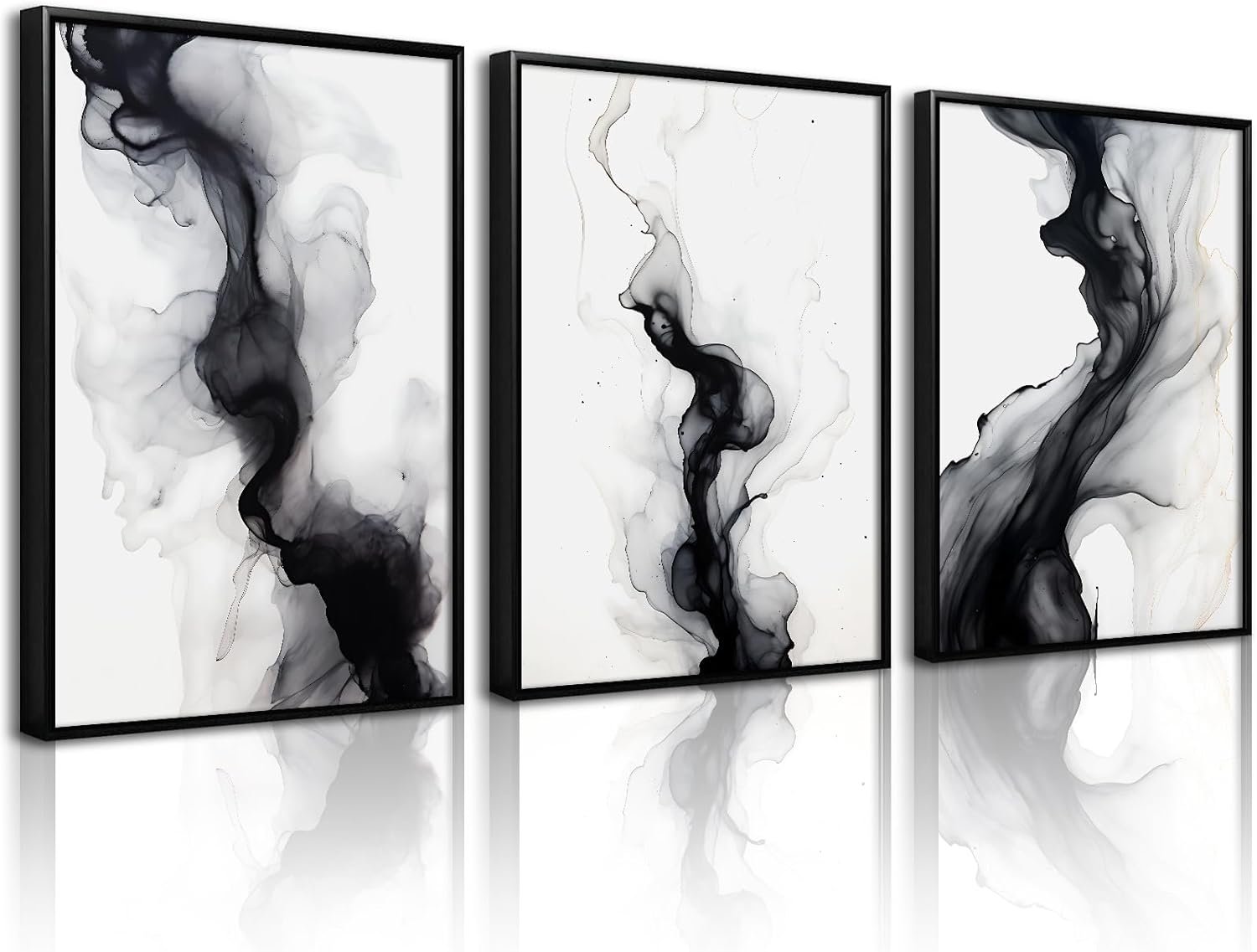 Black White Abstract Wall Art Decor Gray Modern Wall Art Minimalist Canvas Painting Black White Grey Pictures Poster Abstract Prints Artwork for Living Room Bedroom 12×16 Set of 3 Inch Unframed