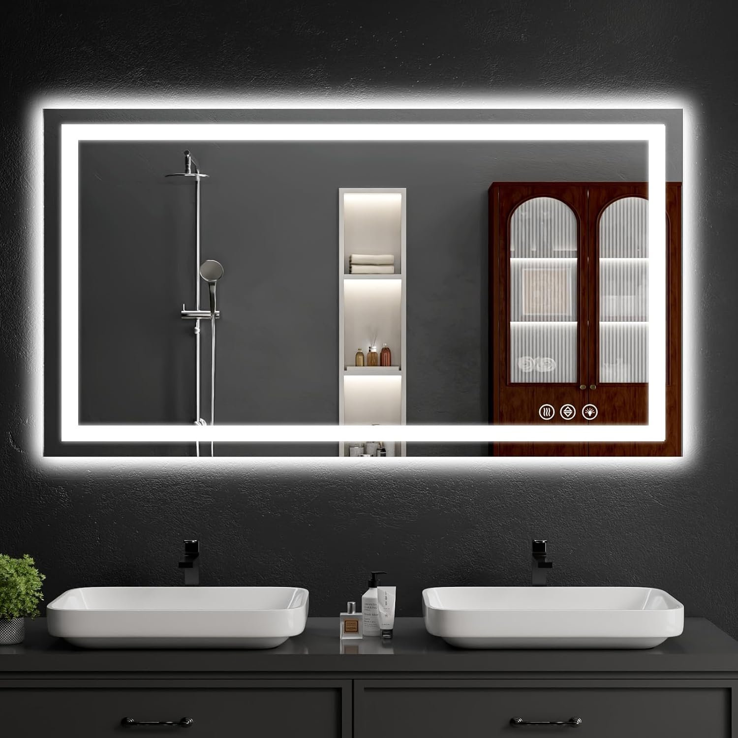 30″x48″ LED Bathroom Mirror with Lights, Dimmable，Anti-Fog，Bathroom Vanity Mirror for Wall, Backlit + Front Lit, Memory Function, Shatter-Proof, Tempered Glass