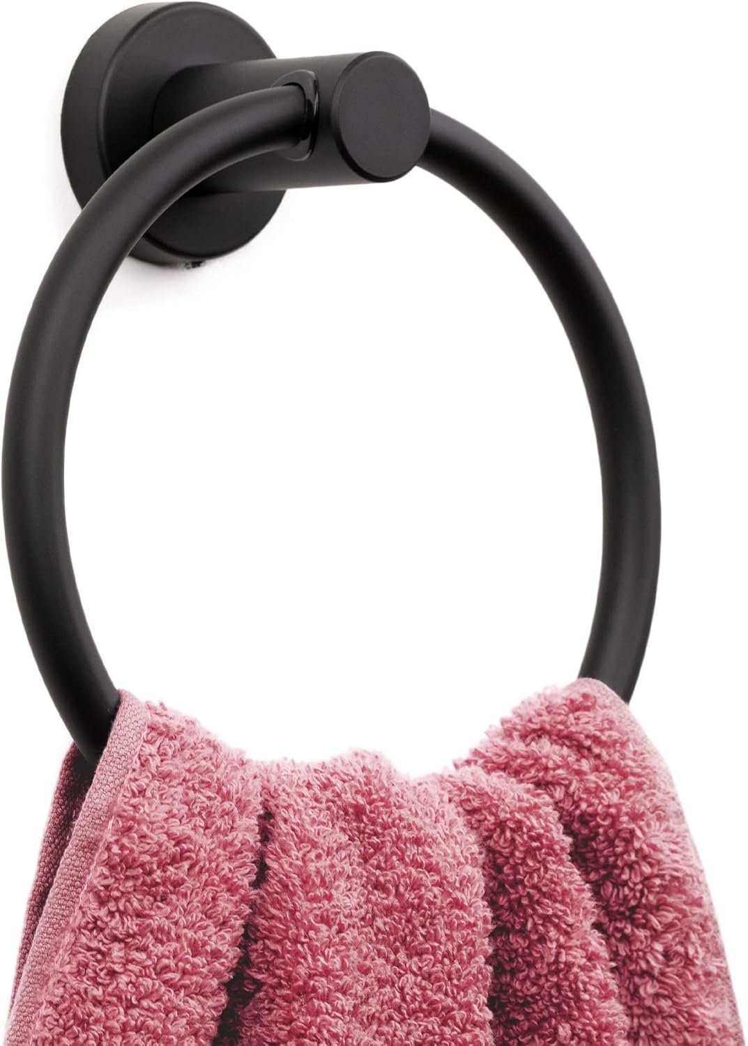 MARMOLUX ACC Matte Black Towel Ring – SUS304 Stainless Steel Wall Mounted Hand Towel Holder for Bathroom – Kitchen & Bathroom Towel Rack – Black Towel Hanger – Bathroom Towel Holder – Hand Towel Rack