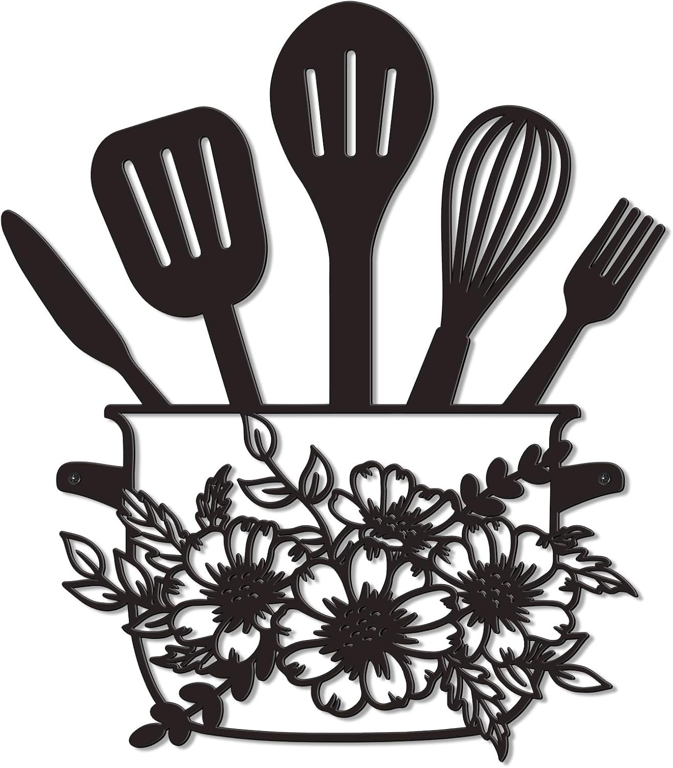 Bnesi Metal Floral Kitchen Utensil Wall Decor, Stylish Kitchen Wall Art & Farmhouse Kitchen Wall Decor, Ideal Kitchen Signs Wall Decor Easter Mother’s Day gift (Classic)