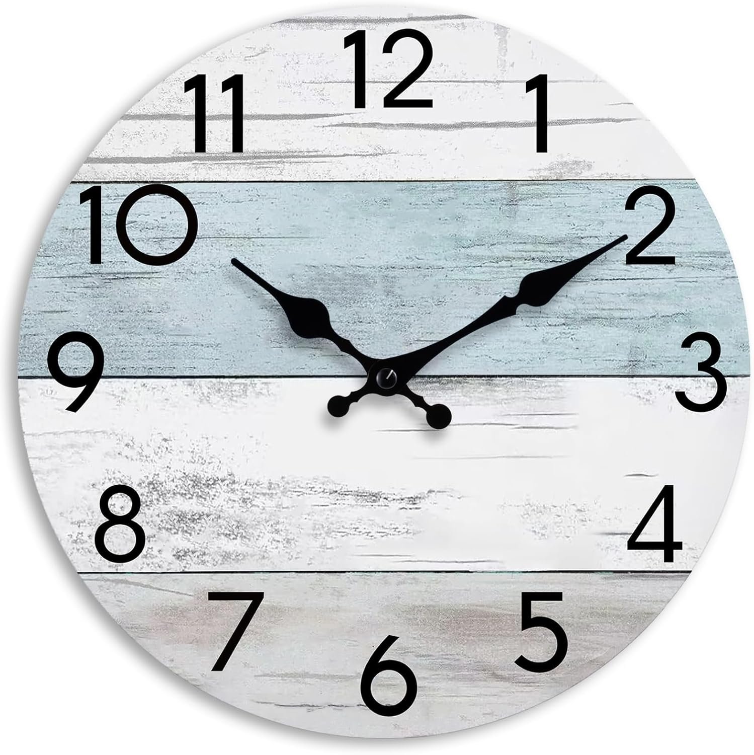 KECYET Wall Clock Silent Non-Ticking Wooden Clocks Battery Operated 8 Inch Small Country Retro Rustic and Beach Style Decorative for Kitchen, Home, Bathroom, Bedroom (Blue)