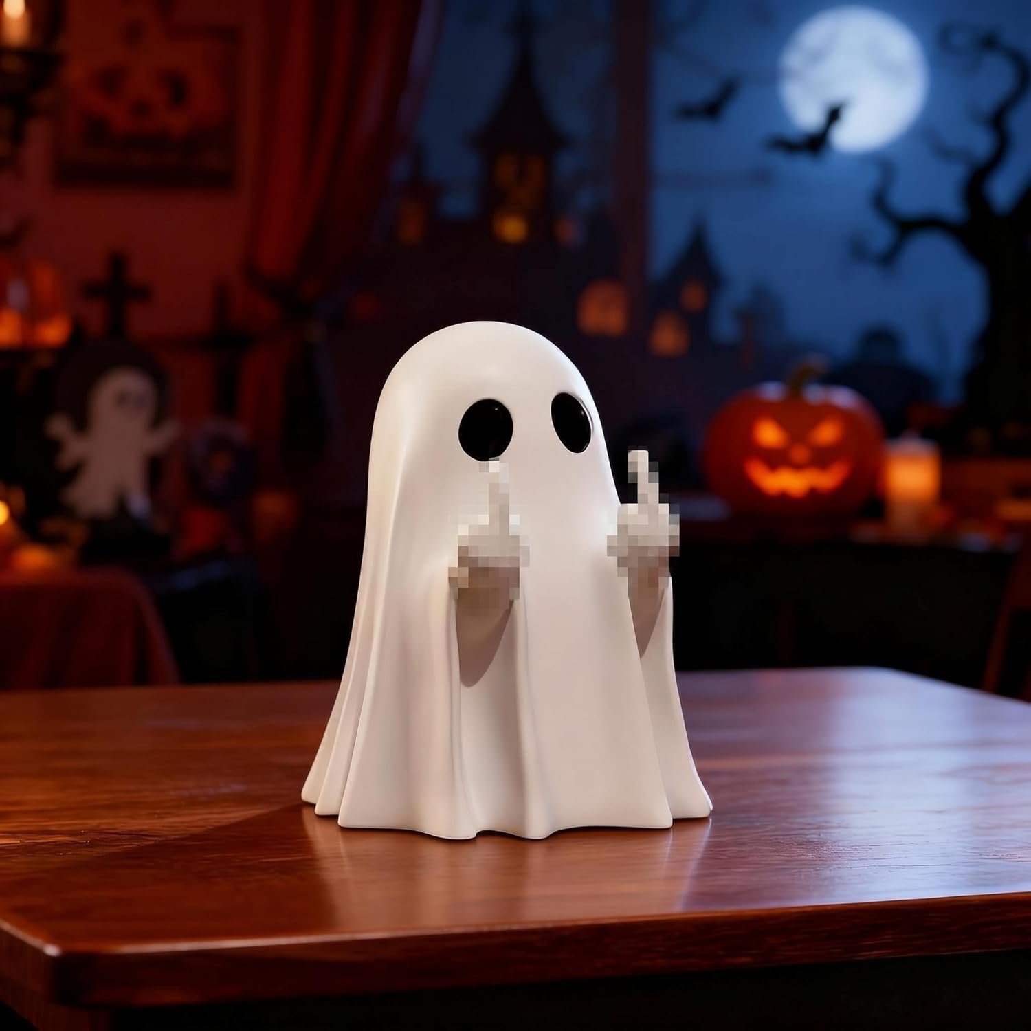 Halloween Ghost Figurine – Spooky Resin Ghost Statue, Funny Cute Ghost Ornaments for Halloween Decorations, Porch and Indoor Home Office Desk Decor, Christmas,New Year’s Gifts