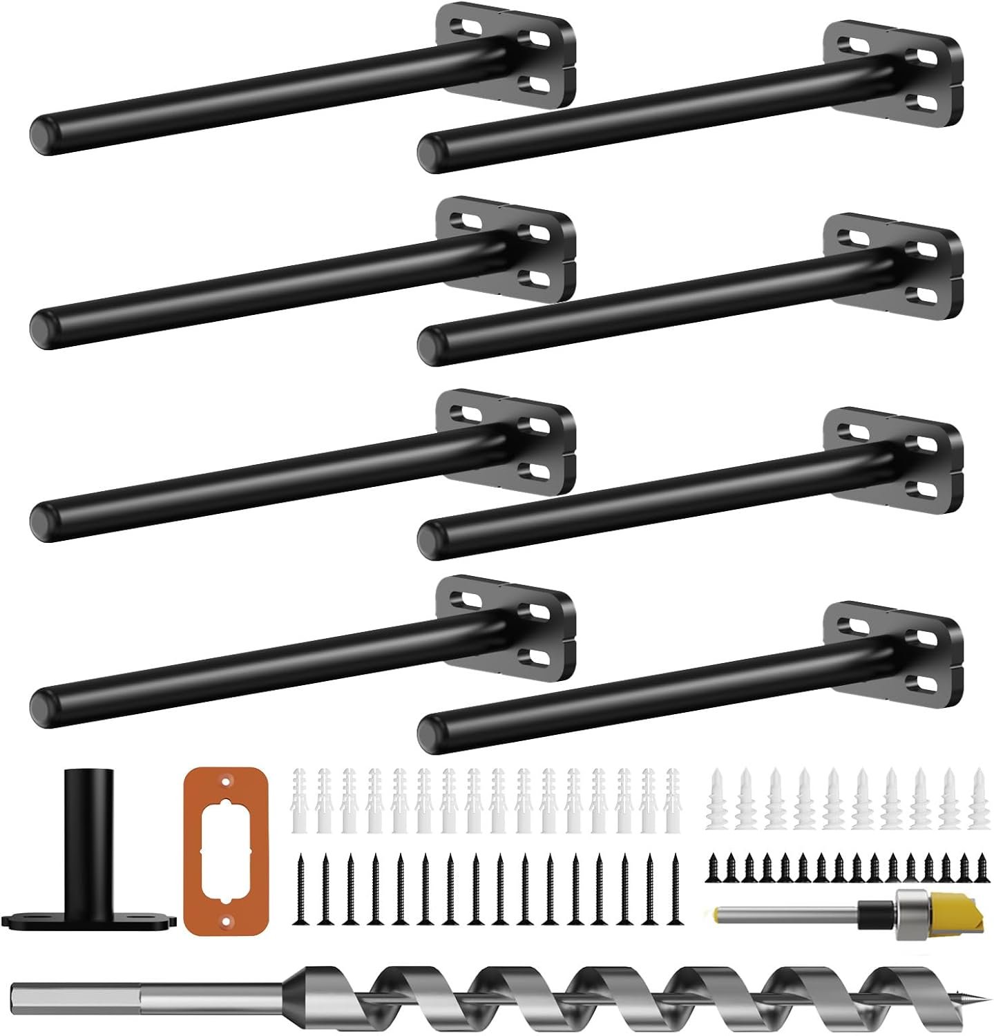 8pcs Wall Shelf Brackets Heavy Duty Floating Shelf Bracket Hidden,Invisible Black Shelving Brackets Decorative Floating Shelf Hardware Heavy Duty,Metal Shelf Support Bracket(8″-8pcs)