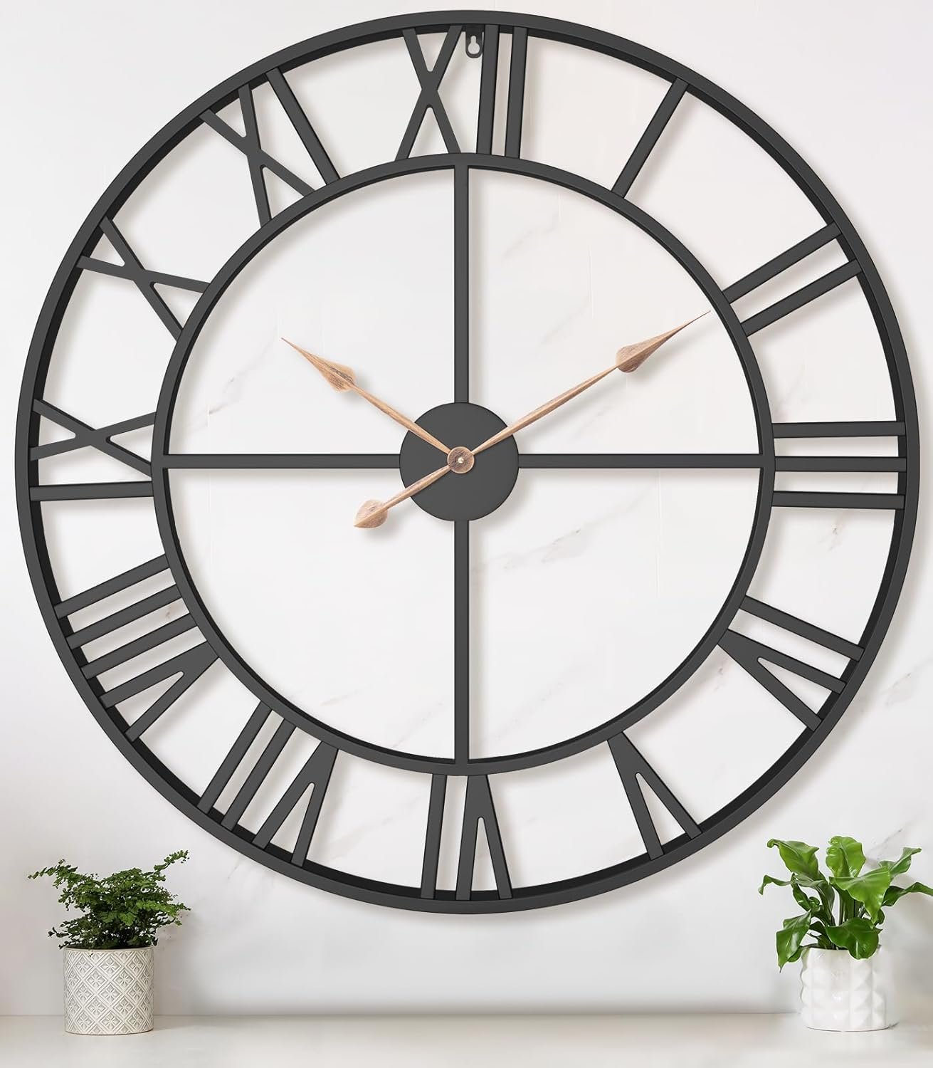 36 Inch Extra Oversized Large Giant Modern Decorative Wall Clock,Vintage Industrial Farmhouse Black Metal Big Roman Numeral Large Clocks for Living Room Decor,Entrance Fireplace,Dining Room