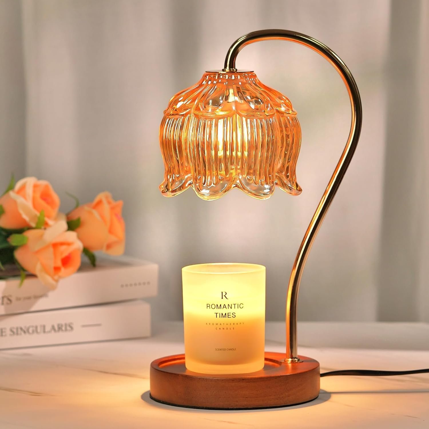 Funistree Flower Candle Warmer Lamp with Timer, Dimmable Candle Lamp Warmer, Mothers Day Birthday Gifts for Women Her Mom, House Warming for New Home Decor, Lotus Wax Warmer for Yankee Candles