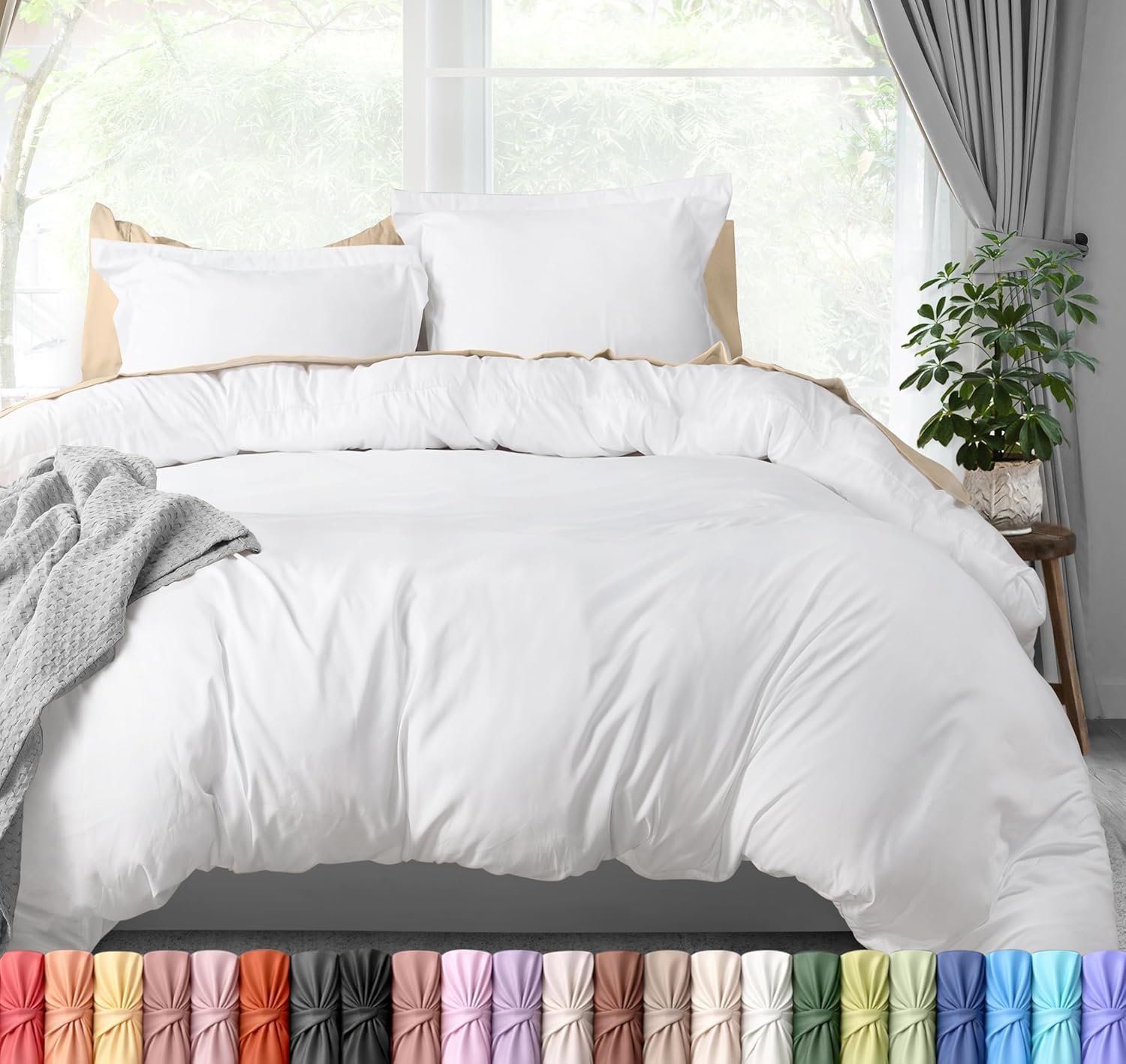 Utopia Bedding Duvet Cover King Size – 3 Piece with Zipper Closure – 1 Comforter Cover 104X90 Inches & 2 Pillow Shams 20X36 Inches (White) Comforter Not Included