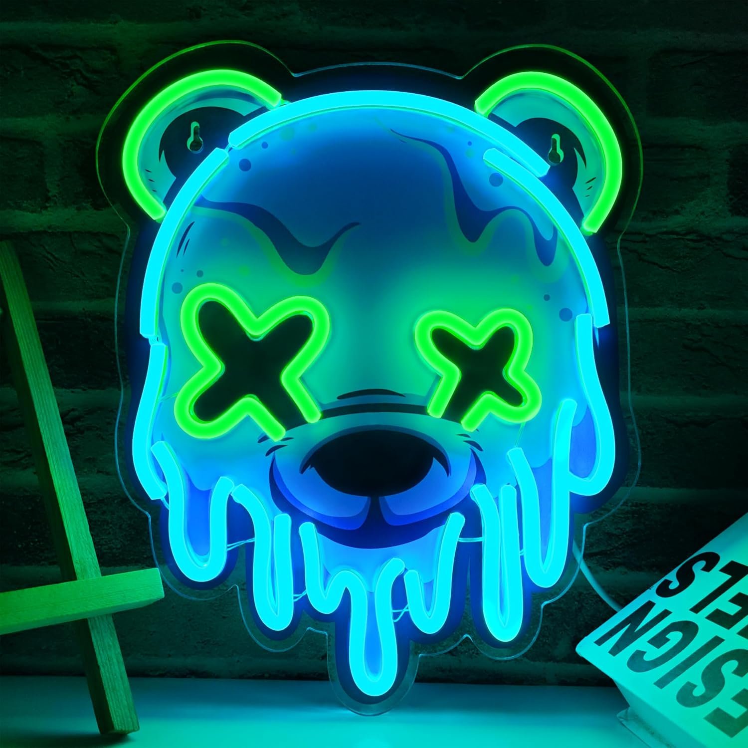 Ice Bear Neon Sign, Cool Led Sign for Wall Decor – Usb Powered, Adjustable Brightness Anime Bear Led Light for Bedroom, Bar, Pub, Party, Man Cave Decor, Unique Gift for Teenage Boys
