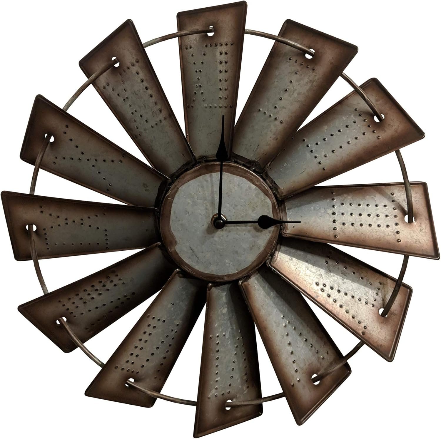 Gianna’s Home Rustic Farmhouse Metal Windmill Wall Clock (14.5″)