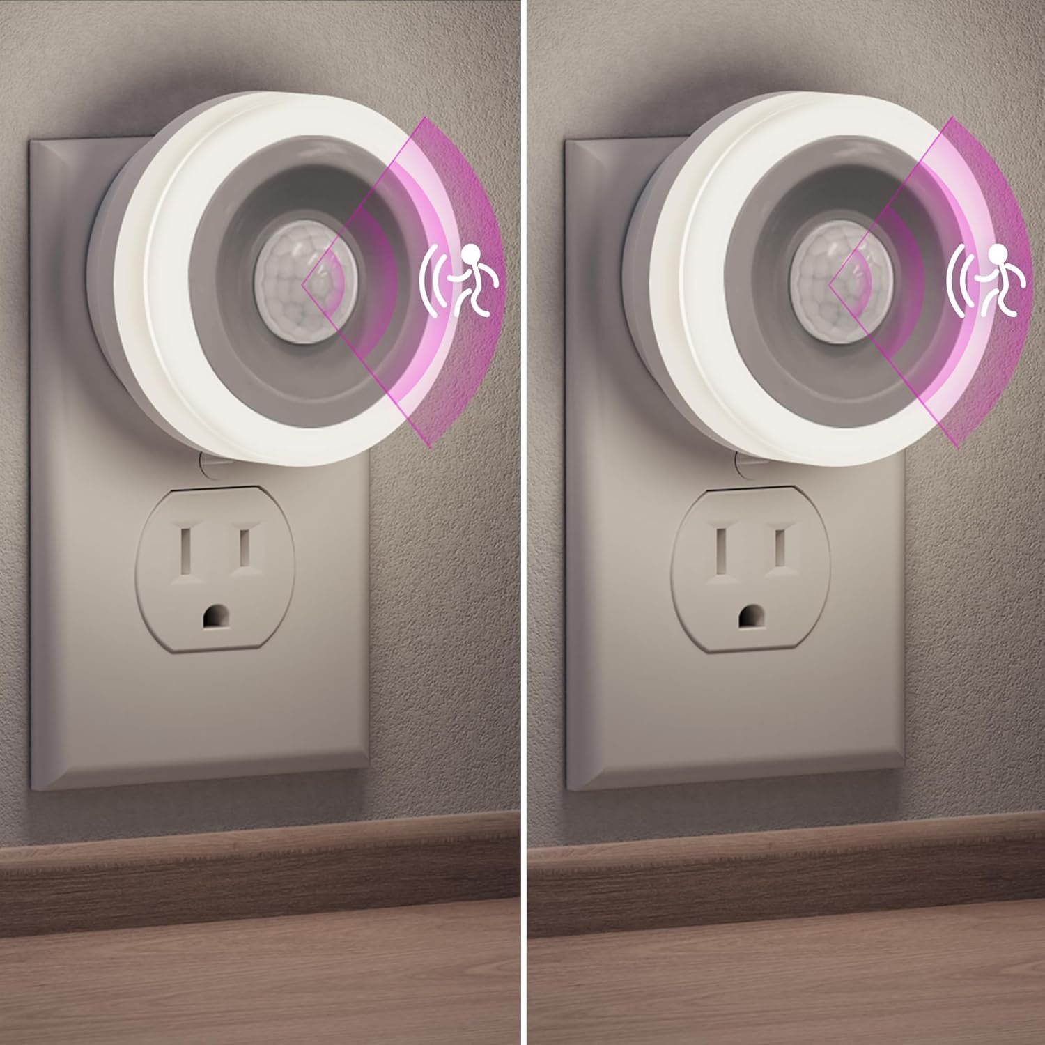Briignite Motion Sensor Night Light, [2 Pack] Night Lights Plug into Wall, Auto On/Off Motion Activation Nightlight, Energy-Saving 0.6W LED, Daylight White, Ideal for Kids, Bedroom, Bathroom