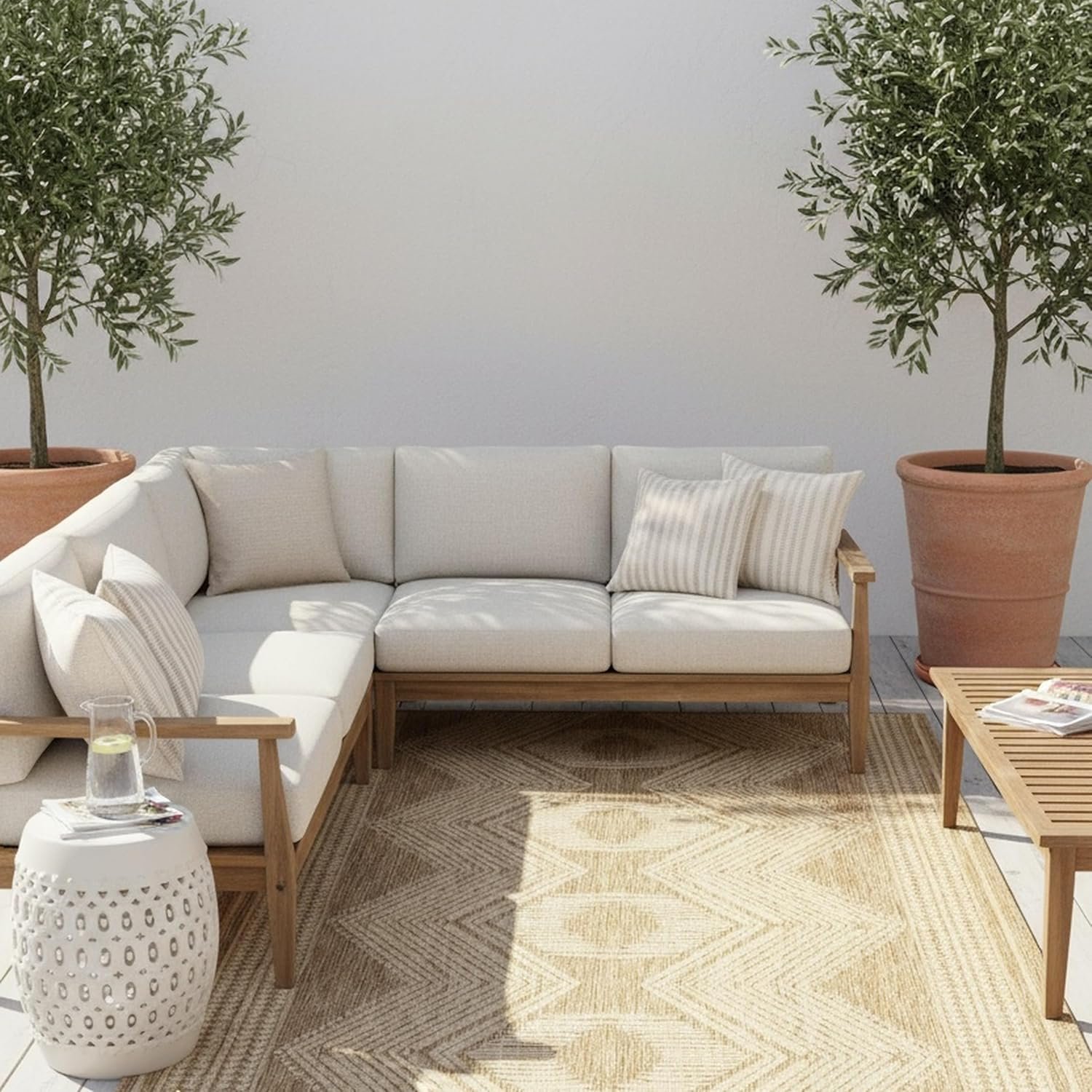 nuLOOM 4×6 Outdoor/Indoor Ranya Tribal Area Rug, Light Brown, Geometric Design, Stain Resistant, Highly Durable, For Patio, Balcony, Bedroom, Dining Room, Living Room, Bathroom