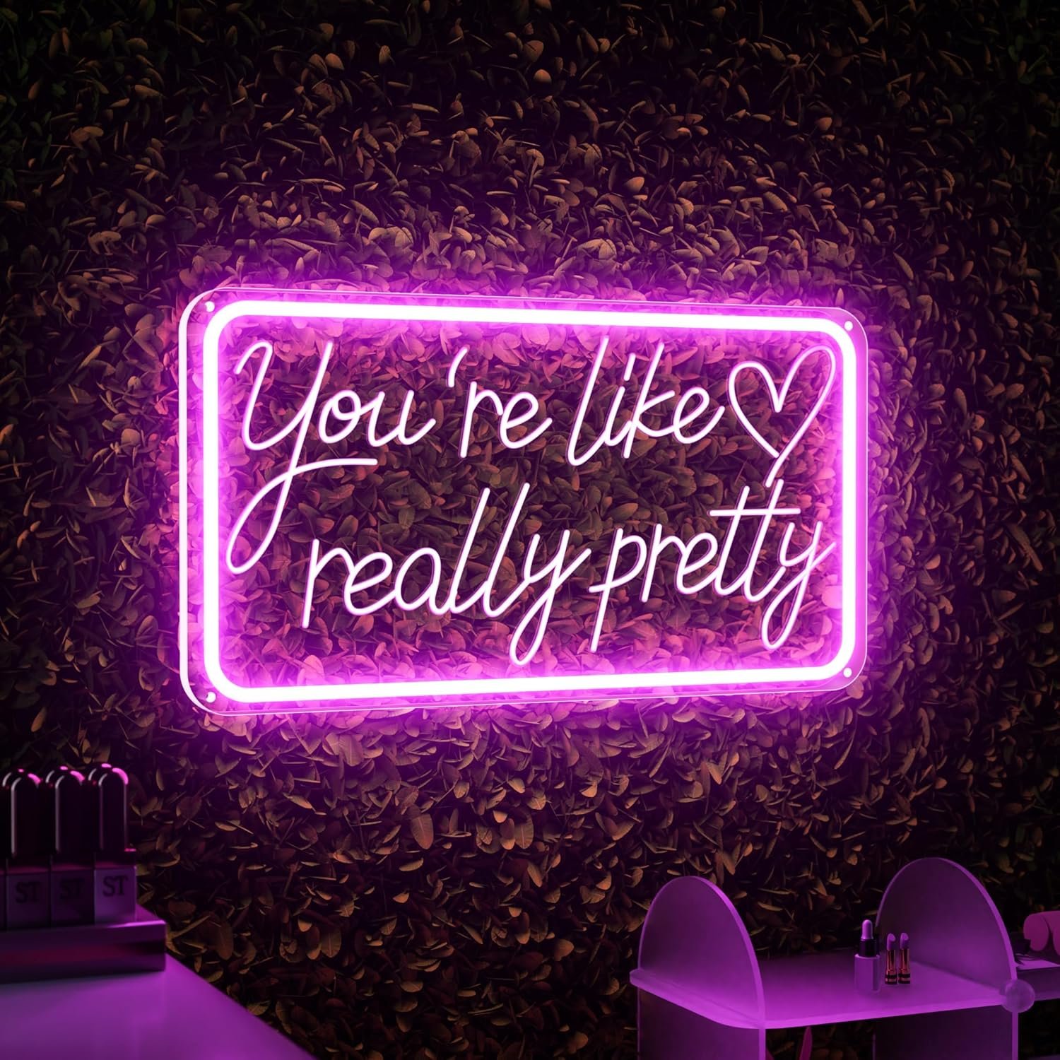 You’re Like Really Pretty Neon Signs for Wall Decor, LED Neon Sign Aesthetic Room Decor for Teen Girls Neon Lights Signs for Bedroom, Salon, Wedding Party Pink Neon Name Sign