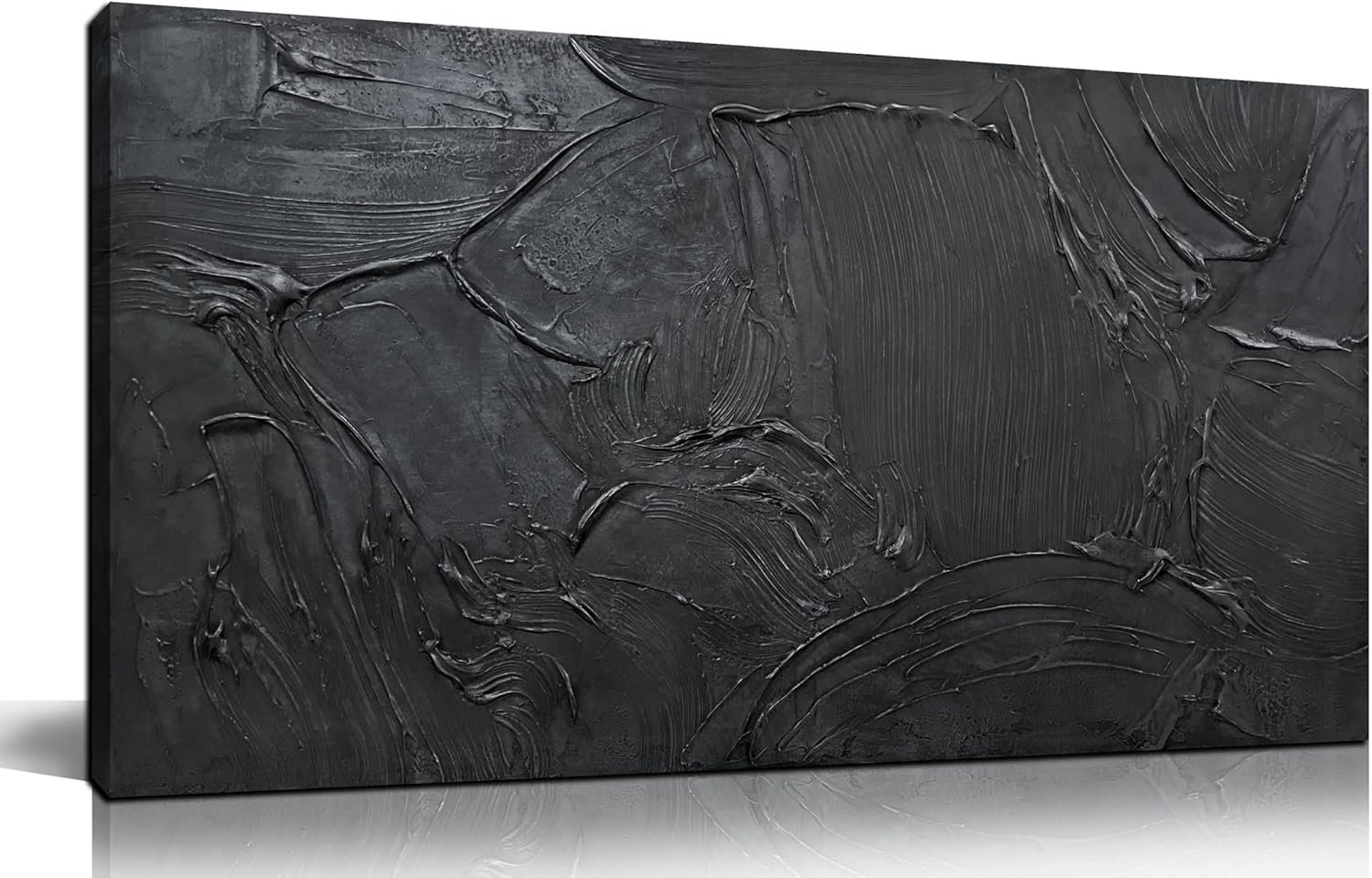 HUBOSKN Abstract Hand Painted Wall Art for Living Room – Minimalist Art Wall Decor for Office – Black Painting Wall Art for Bedroom Size 20″ x 40″
