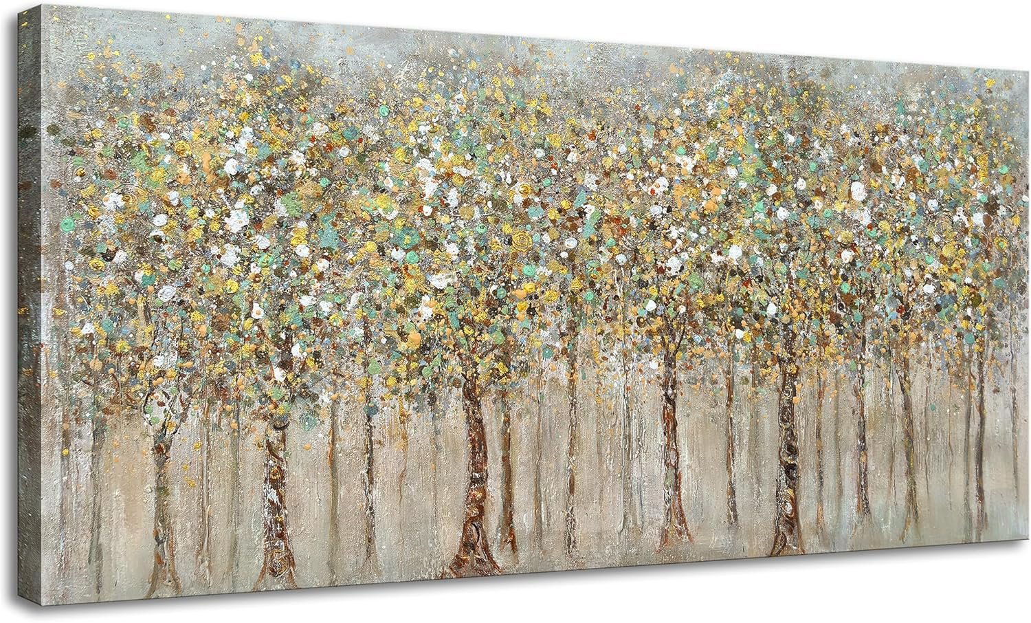 Colorful Birch Trees Large CanvasWall Art Abstract Natural Plant Painting Decor Vintage Landscape Picture Framed Artwork Poster for Living RoomOffice Home Decoration – 20″ x 40″