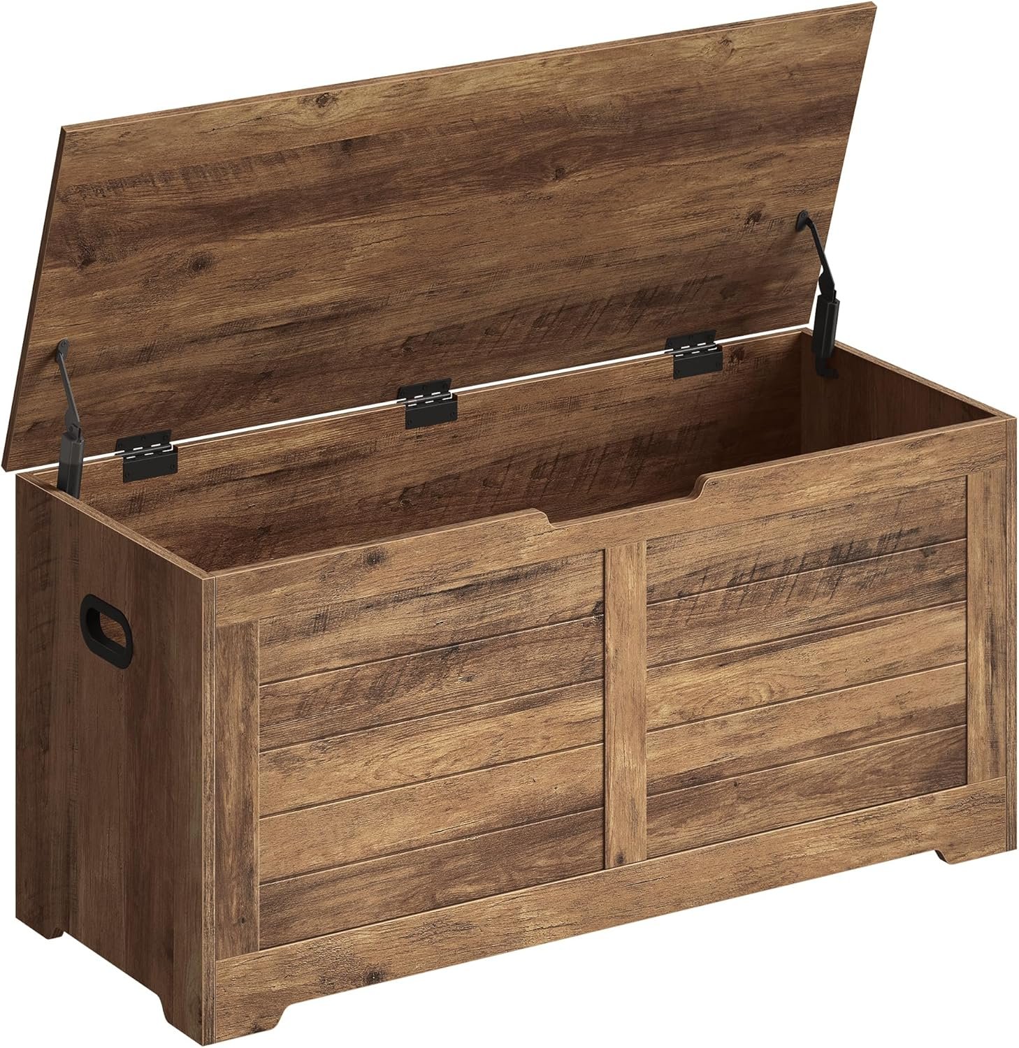VASAGLE Storage Chest, Storage Bench with 2 Safety Hinges, Farmhouse Style, 15.7 x 39.4 x 18.3 Inches, for Entryway, Bedroom, Living Room, Honey Brown ULSB061K01