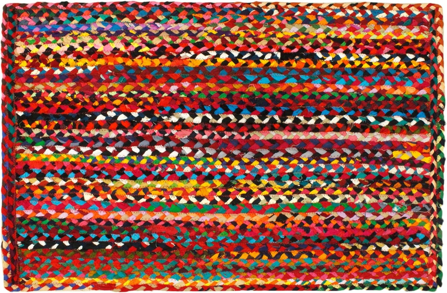 COTTON CRAFT Cotton Chindi Braid Rag Rug – Boho Farmhouse Rustic Area Accent Throw Rug – Handwoven Reversible Natural Recycled Cotton – Living Room Den Study Home Décor Gift – 2′ x 3′ – Multi Color