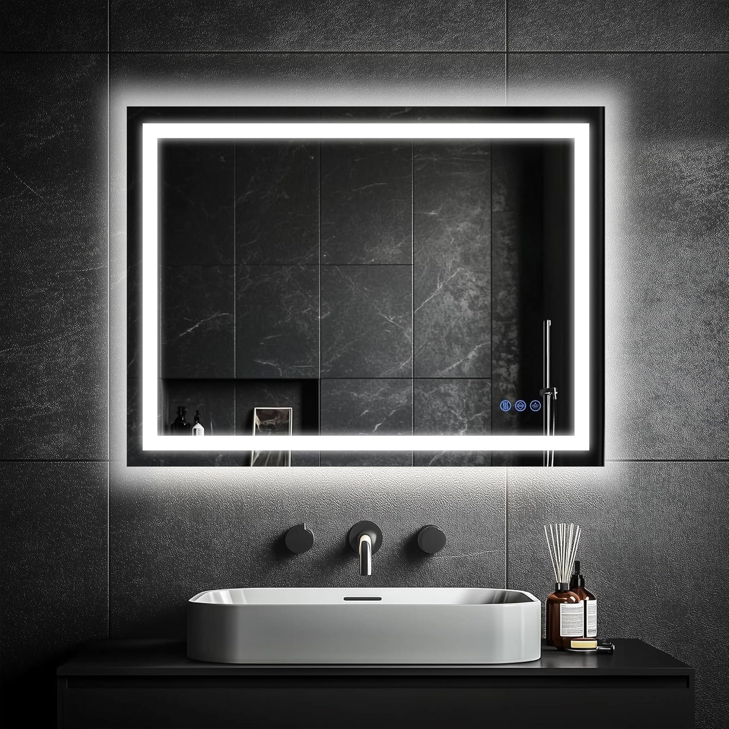Antok 24×36 LED Bathroom Mirror with Lights, Backlit + Front Lit Vanity Mirror with CRI>90, Dimmable Anti-Fog Smart Mirror with Memory Function, 3 Color Temperatures, Shatterproof Tempered Glass, ETL