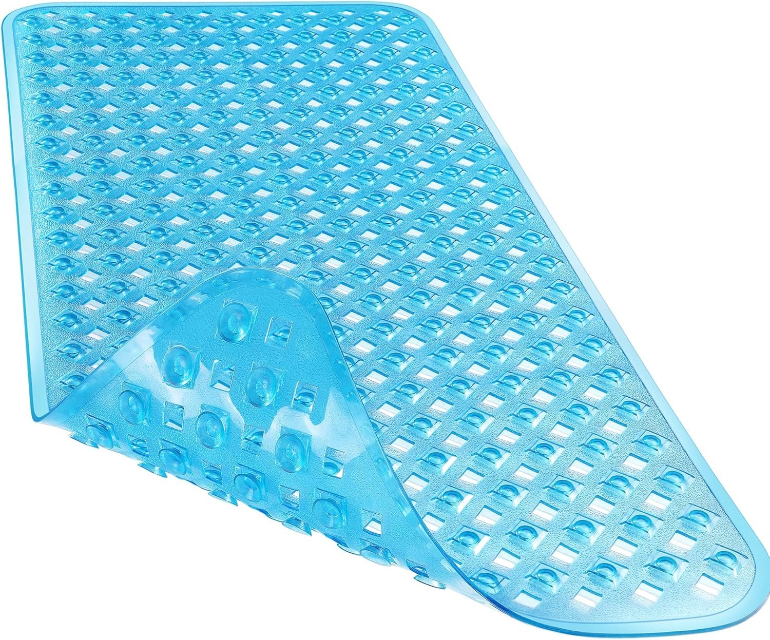 Yimobra Bathtub Mat Non Slip, 34.5″X15.5″ Shower Mat with Strong Suction Cups & Drain Holes, Long Anti Slip Bath Tub Mat for Inside Shower, Machine Washable Fast Drying, Bathroom Essentials,Clear Blue