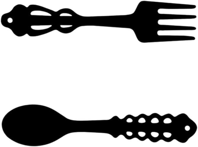 CURTEK 2 Pieces Wall Decor Fork and Spoon Metal Hanging Sign Fork Spoon Shaped Wall Hanging Art Decor Country Farmhouse Kitchen Decor for Home Decoration,Housewarming Gifts