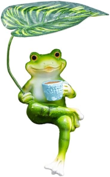 Adorable Animal Garden Statue with Umbrella – Charming Outdoor Decor for Yard, Patio, or Garden (Frog Drink Coffee)
