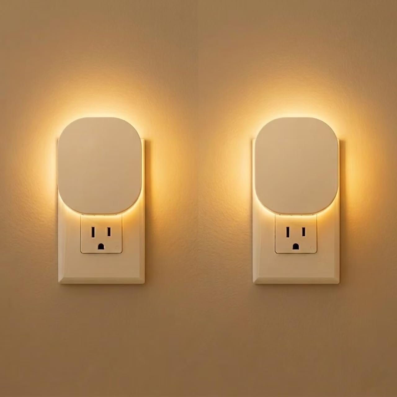 Plug-in LED Backlit Night Light with Motion Sensor & Dusk to Dawn Sensor, 2700K Soft Warm White Nightlight with Dimmable Brightness for Adults & Kids’ Bedroom, Bathroom, Hallway, 2 Pack