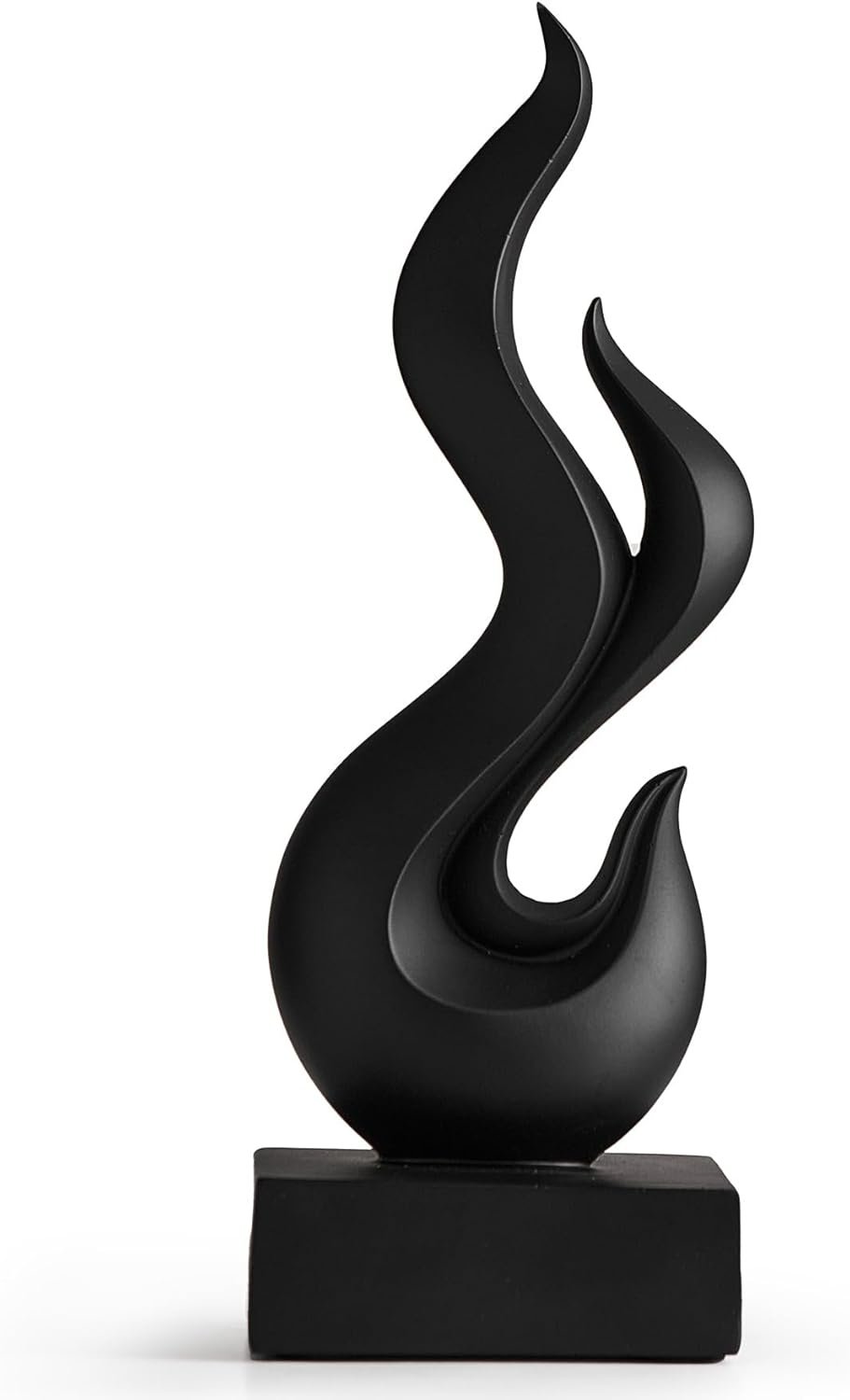 Modern Abstract Art Table Decoration, Gold Decor Flame Statue for Living Room Home, Black Shelf Decor Accents, Abstract Art Resin Sculpture for Dining Room, Office & Coffee Table Centerpiece (Black)
