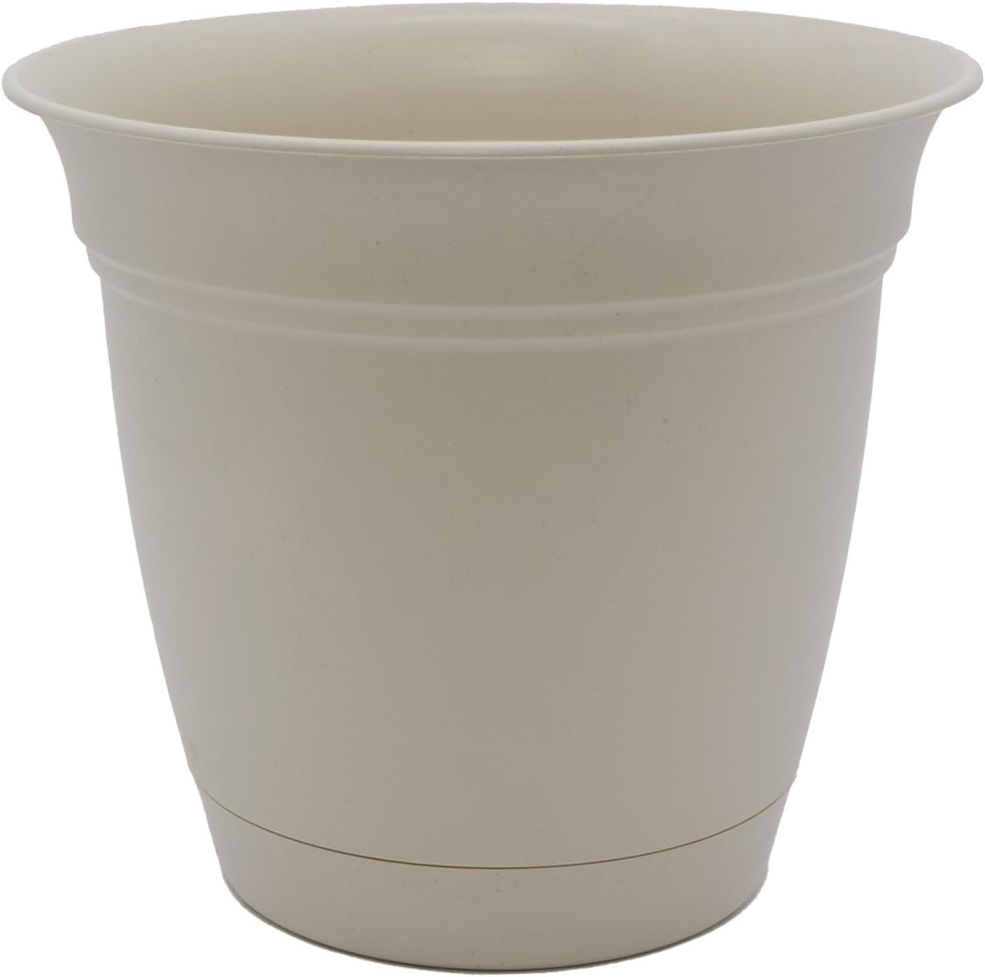 The HC Companies Eclipse Round Planter with Saucer – Outdoor & Indoor Plant Pot with Drainage Holes – Lightweight, UV-Resistant Plastic Pots for Plants, Flowers & Herbs (16″ Cottage Stone, Pack of 1)