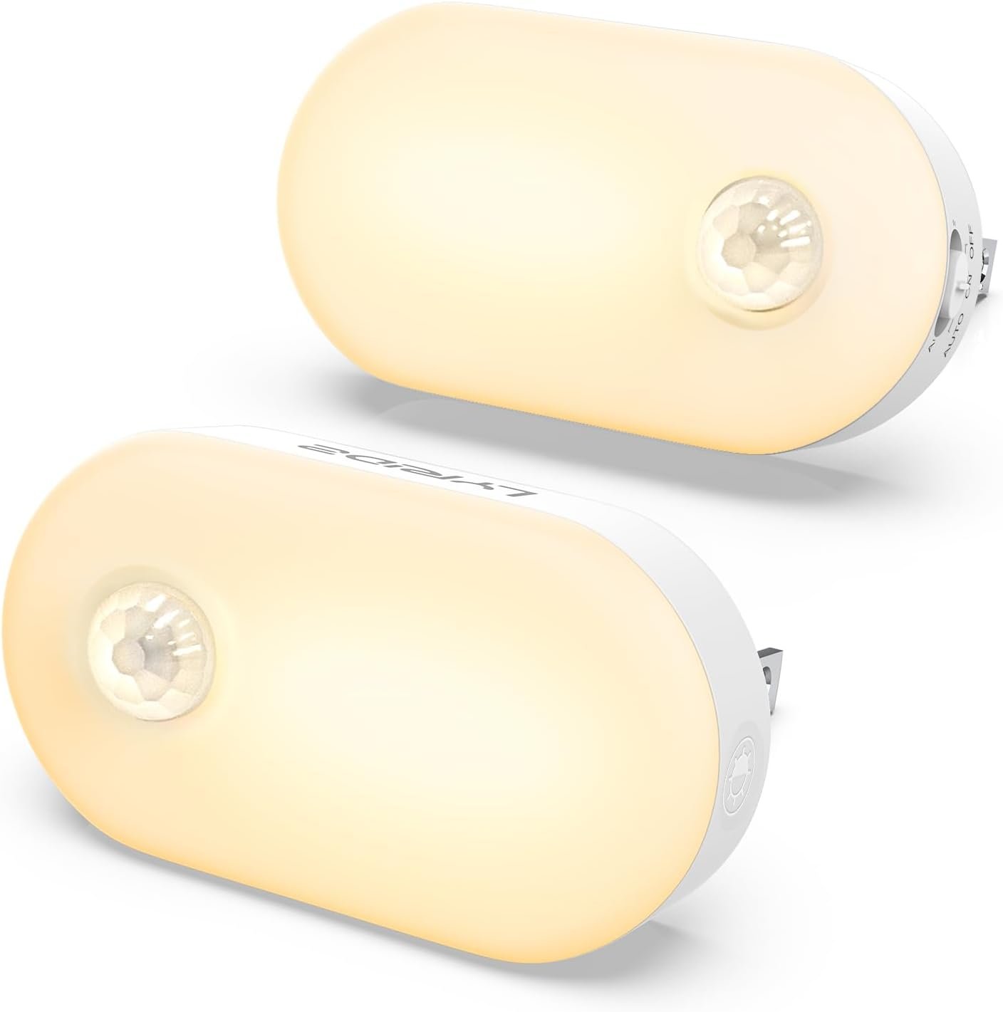 Lyridz Plug in Night Light with Motion Sensor, 120LM Superior Bright Smart Mini LED Nightlight, Warm White with Stepless Adjustable Brightness for Bathroom, Bedroom, Kitchen, Stairs, Hallway, 2 Pack