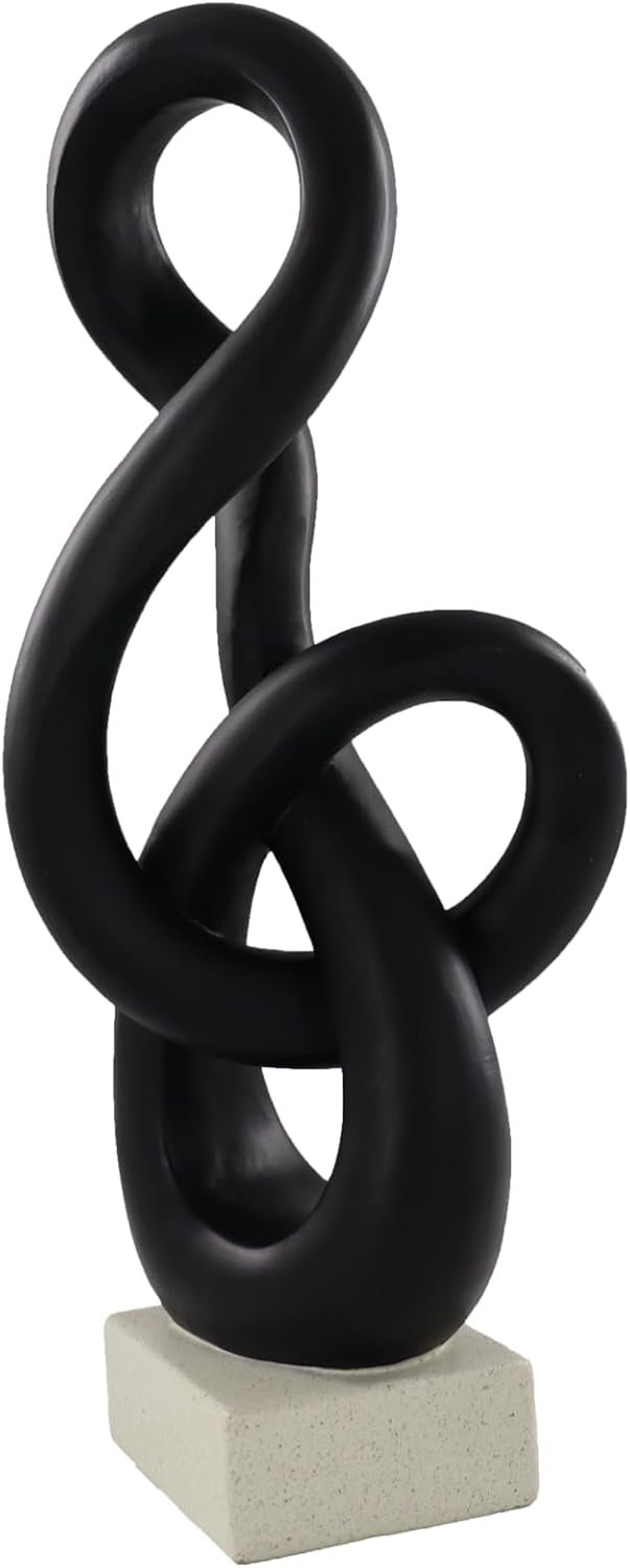 16″ Modern Abstract Ribbon Decorative Sculpture, Knot Sculptures,Home Decor,Coffee Table Statues,Dining Living Room Desk Decor,Musical Note,Black