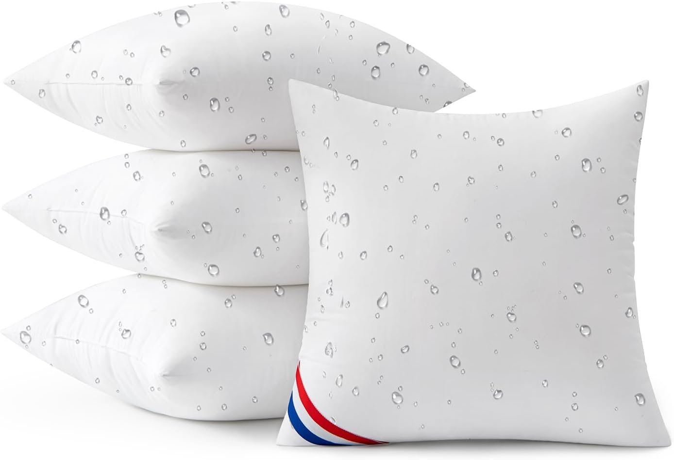 MIULEE Outdoor Pillows Pack of 4 18×18 Inch Outdoor Pillow Inserts Waterproof Decorative Throw Pillow Inserts, Square Water Resistant Pillow for Garden Couch Furniture