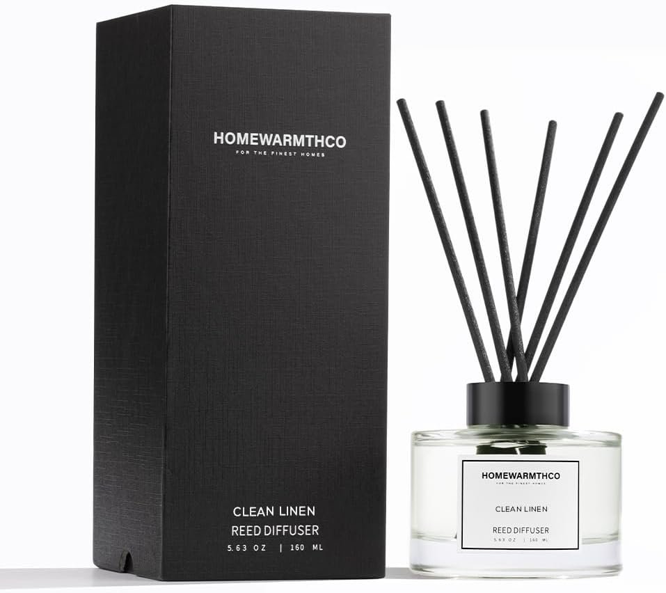 Clean Linen Reed Diffuser Set – Luxury Fragrance Reed Diffusers for Home. Office, Bathroom, Kitchen and Home Decor – Long-Lasting Scent with Non-Toxic Oils (5.63 oz, 160ml)