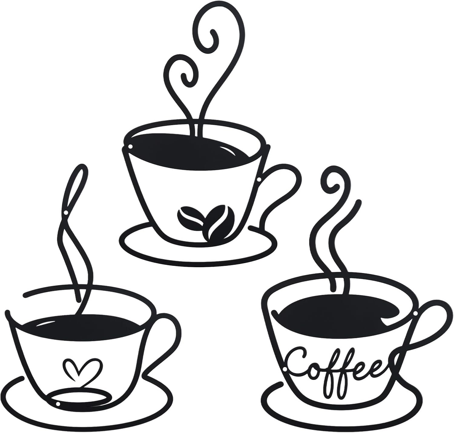 OYEFLY Coffee Cup Metal Wall Art, Vintage Metal Coffee Cup Wall Decor (style 1)