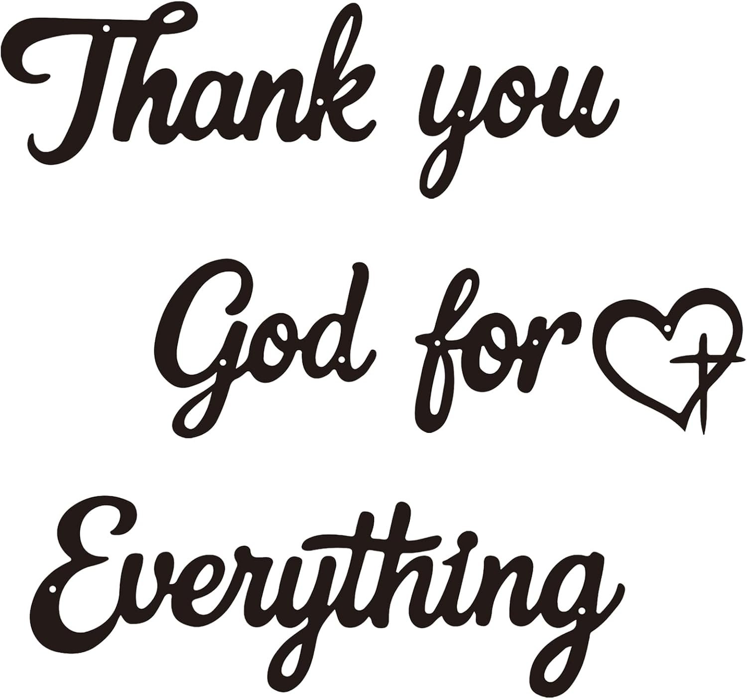 BRRSSIO Metal Wall Art Black Wall Decor Thank You God For Everything Decorative Sign for Kitchen Office Bedroom Living Room, Vintage Farmhouse Christian Wall Decorations