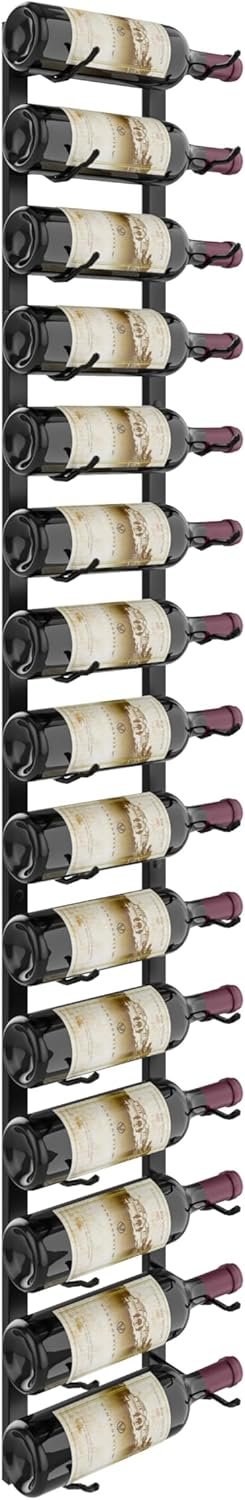 VintageView W Series Pro Wine Rack 5 Wall Mounted Metal Bottle Storage, Stylish Modern Wine Storage with Label-Forward Design (15 Bottles, Matte Black)