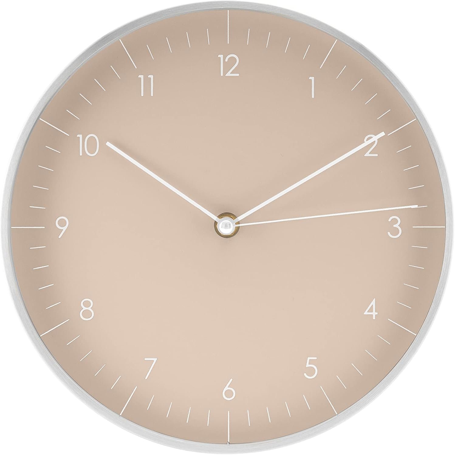 LUUK LIFESTYLE Modern Quartz wall Clock with Silent Movement, Second Hand and Arabic Numerals, Deco for Kitchen, Bedroom, Office, Cream I Beige