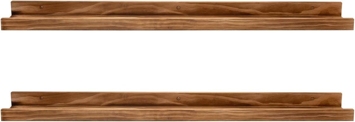 AZSKY Rustic Wood Floating Shelves for Nursery Books Long Wall Bookshelf Photo Picture Ledge Shelf with Lip Wall Shelf for Kids Bedroom Bathroom Living Room Office Frames 36 Inches Set of 2
