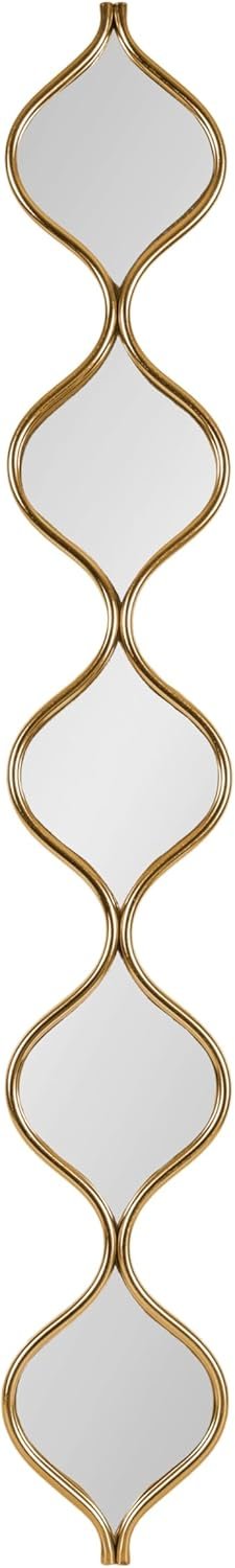 Kate and Laurel Loxi Slim Teardrop Panel Wall Mirror, 7 x 42, Gold, Glam Tall Teardrop Mirror Wall Decor for Use as Skinny Entryway Mirror or Decorative Bedroom Mirror