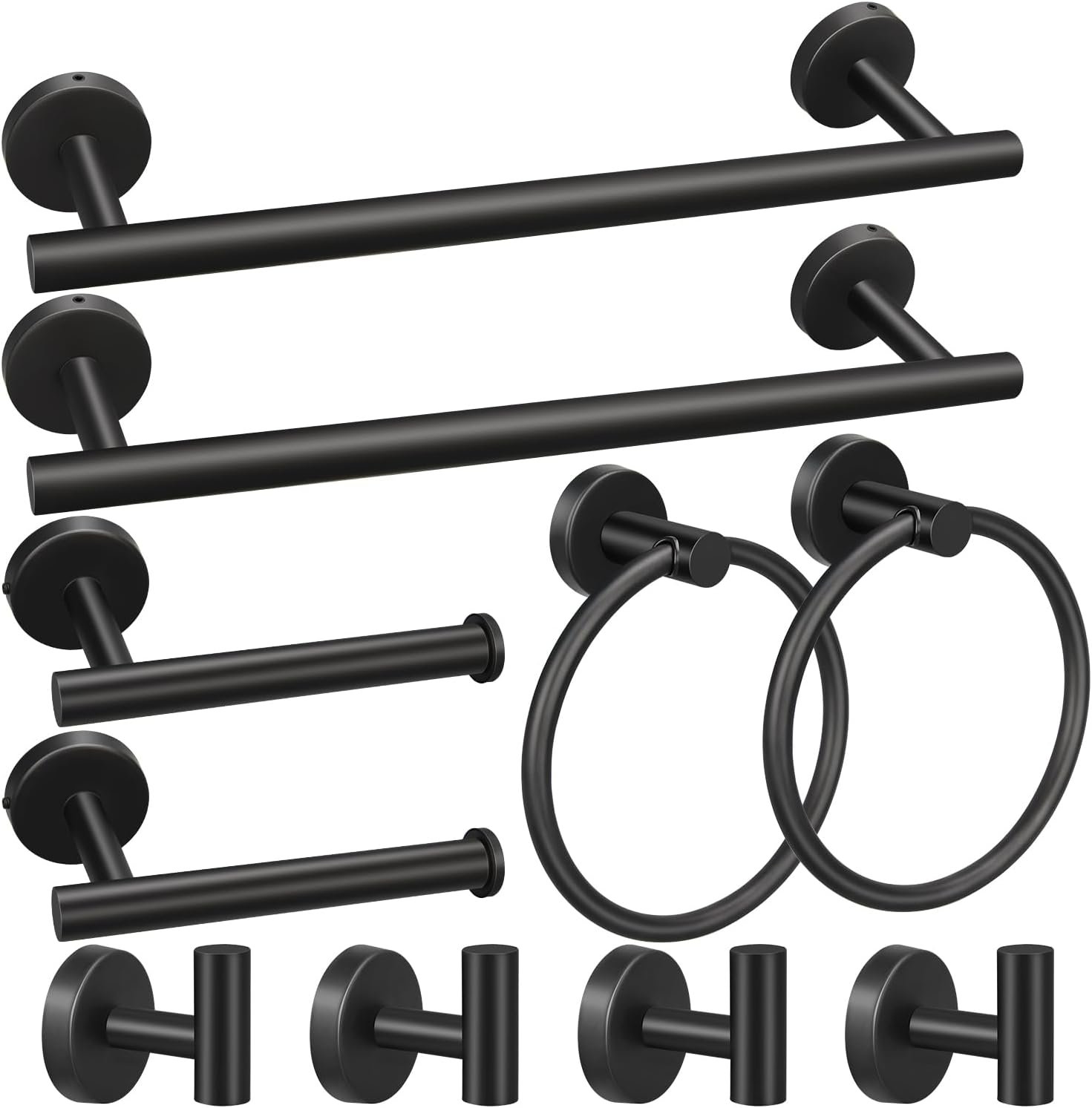 10pcs Bathroom Hardware Set, Including 16″ Hand Towel Bars, Toilet Paper Holders, Towel Rings, Robe Towel Hooks