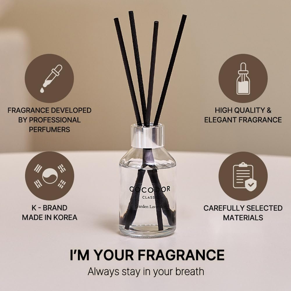 COCODOR Classic Reed Diffuser/Cashmere Vanilla/3.4oz(100ml)/1 Pack/Home Fragrance Scent Essential Oil Stick Diffuser for Bedroom Bathroom Home Décor