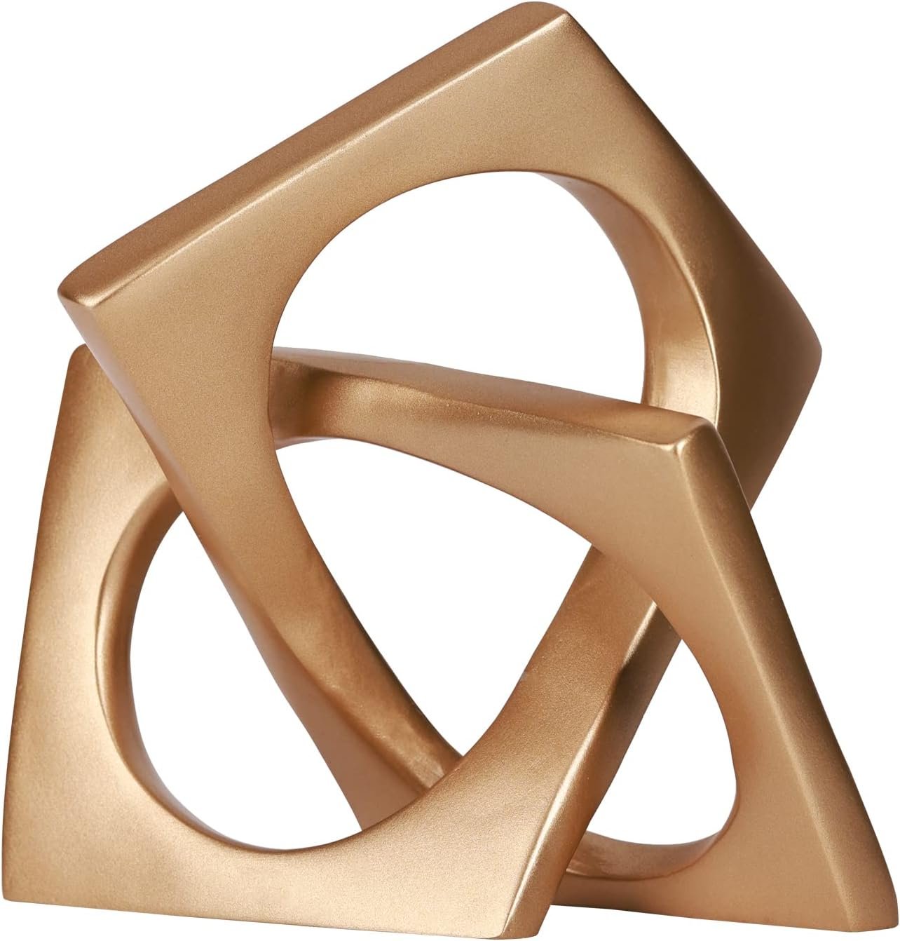 Modern Geometric Cube Decorations – Gold Knot Statues for Home, Bookcase, Tabletop, Console, Entryway & Dining Table Centerpieces