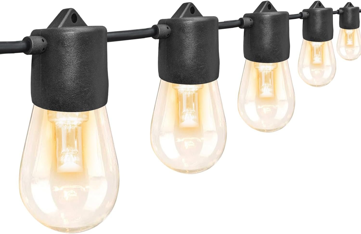 GANA 12V Low Voltage & Safe LED Outdoor String Lights,48FT 15 Shatterproof Bulbs, 2200K Warm White Pergola Lights for Your House’s, Garden, Fence, Porch,Balcony,and Bistro